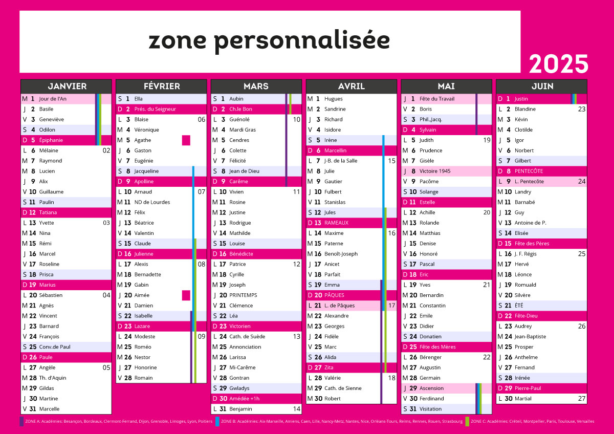 calendrier A4 paysage recto-verso – Image 3