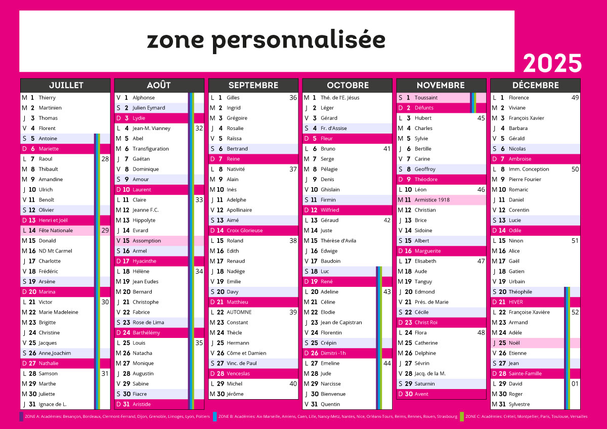 calendrier A4 paysage recto-verso – Image 2
