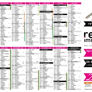 Calendrier A4 paysage recto 14 mois 2026